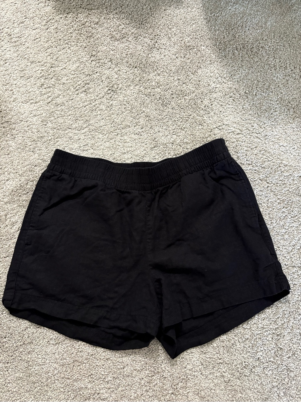 Old Navy Women's Black Elastic-Waist Linen blend Casual Shorts Size L